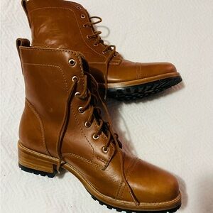 Brown Leather Lace-Up Boots
